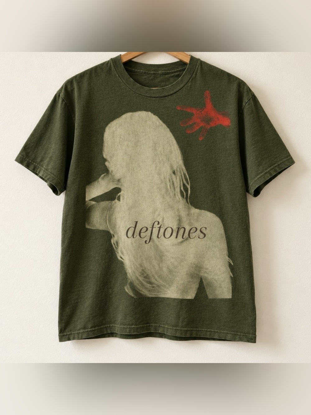 Gildan Deftones Graphic T-Shirt Military Green For Unisex